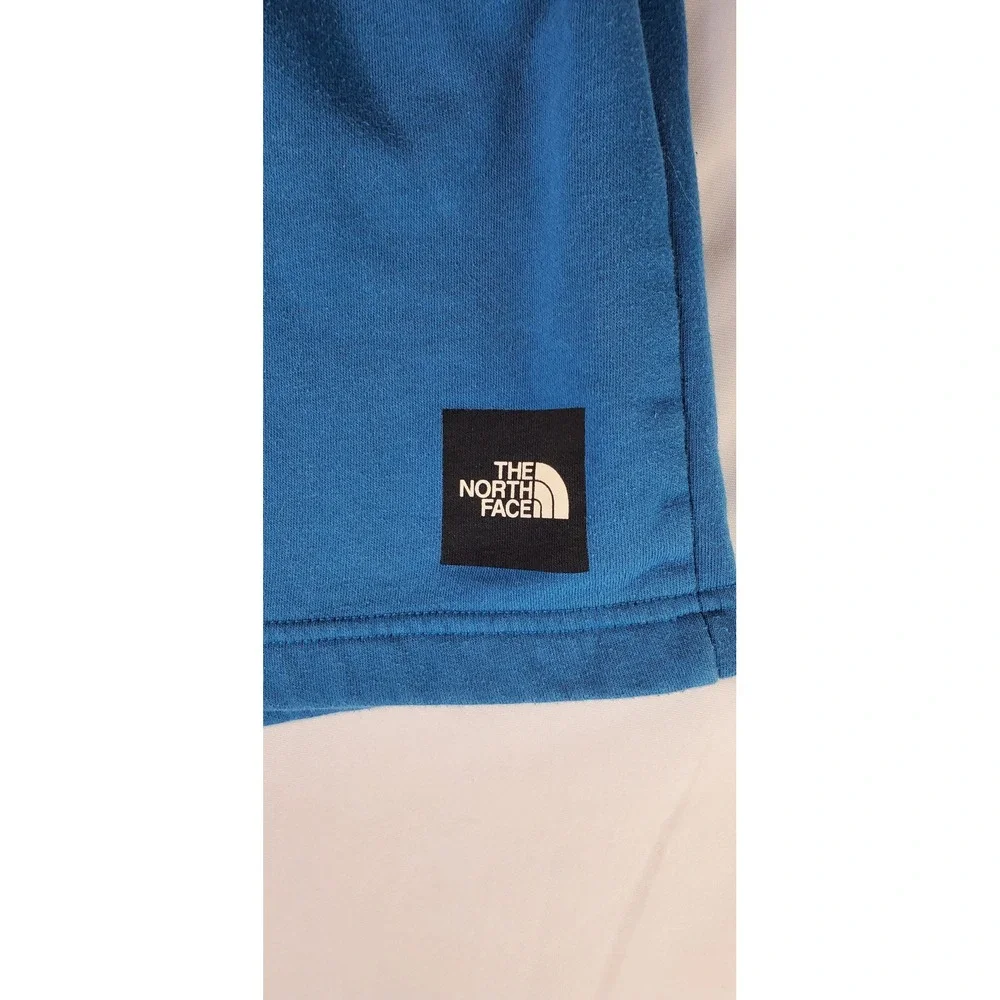 The North Face Mens Blue Fleece Sweat Shorts Size Large Logo Patch Drawstring